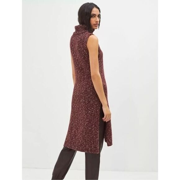 Anthropologie Sleeveless Flowy Turtleneck Tunic Sweater Bordeaux‎ Size S - Picture 2 of 12